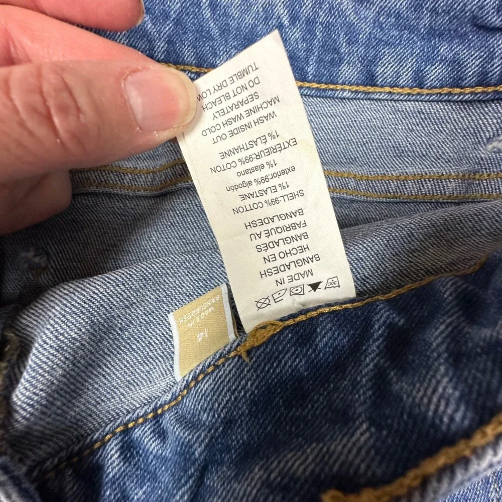 Michael Kors Womens Blue High Rise Wide Leg Denim Jeans Size‎ 14 Patch Pocket